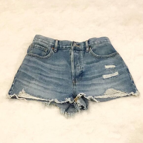 PacSun 26 (5) Vintage High Rise Women’s Denim Jeans Shorts Distressed Button Fly - Picture 4 of 11